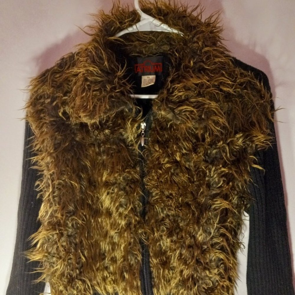 Women's "Sassy" Sweater Zip Up Black and Brown Size 1X